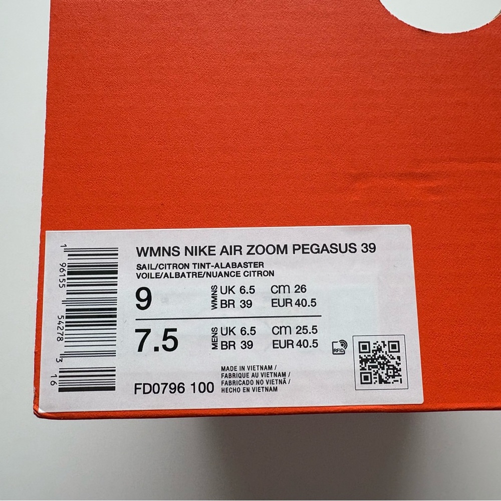 Women’s Nike Air Zoom Pegasus 39 Running Shoes Size 9 New In Box - Picture 7 of 7